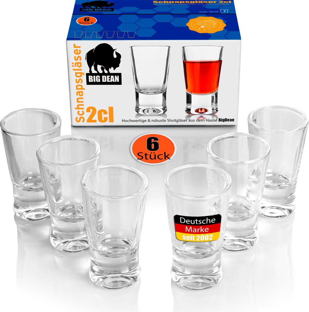 BigDean 6 Stück Schnapsgläser 2cl in Geschenkbox – Produktbild