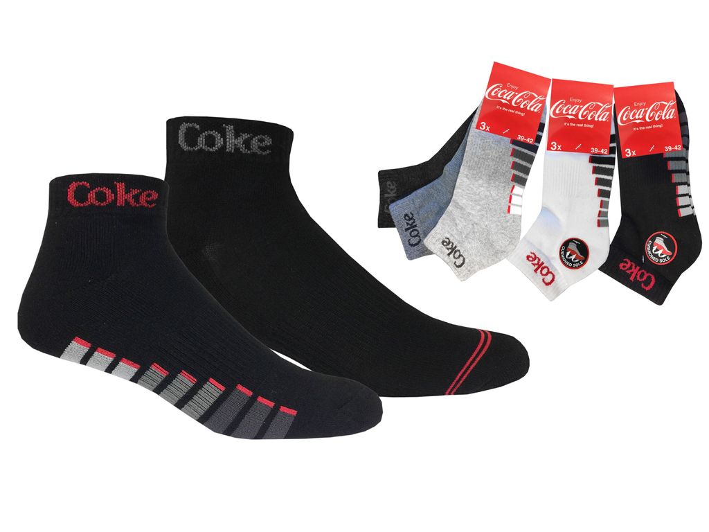 Coca Cola 12 Paar Sneakersocken, Weiß, 43-46, etwas höherer Bund und dickeres Material
