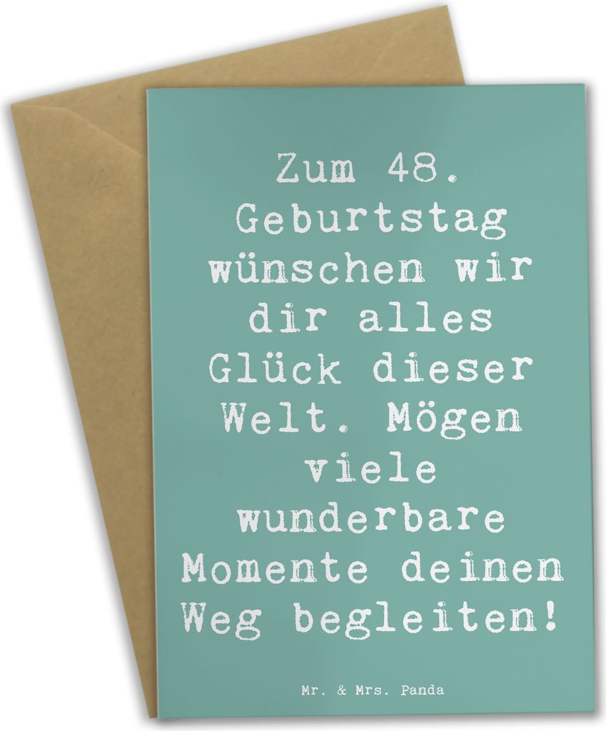 Mr. & Mrs. Panda Beileidskarte Spruch 48. Geburtstag Glück - Meeresbrise - Geschenk, kreatives, Grußkarte, weihnachtskarten, besonderer, Alter, A...