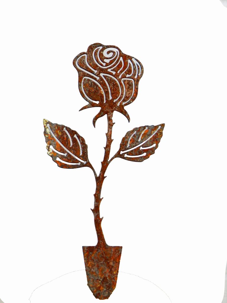 Edelrost Gartenstecker Rose Rost, Edelrost, Beetstecker, Gartendekoration