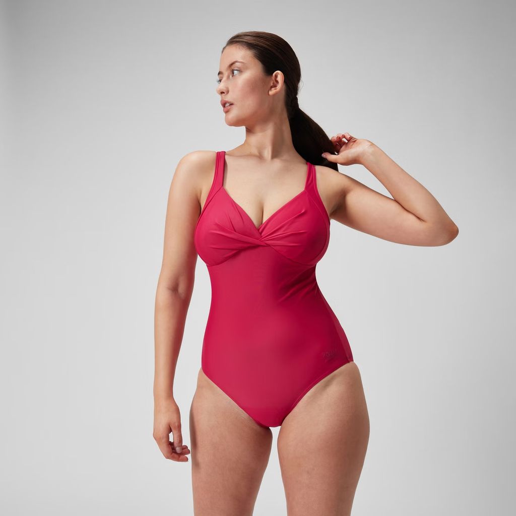 SPEEDO Womens Shaping Cross Knot 1 Piece Magenta Haze 44