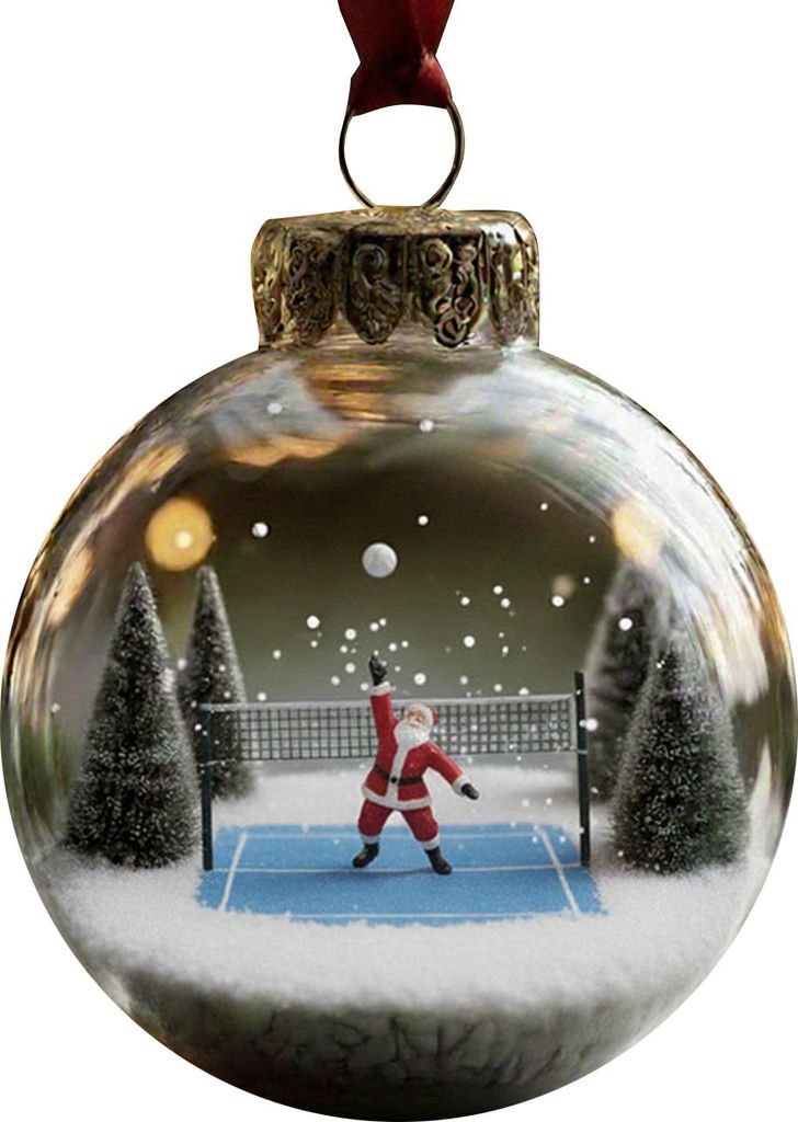 Weihnachtsmann-Hängedekoration, durchsichtiger Ball, der Tennis, Golf, Fußball, Basketball und Badminton spielt, Weihnachtsmann-Weihnachtsbaum-H...