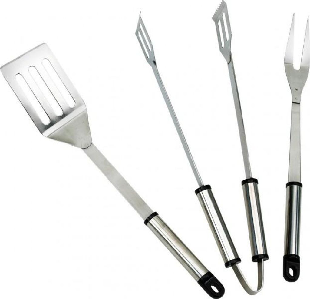 BBQ 3tlg Edelstahl Grillbesteck Grillzubehör Wender Grillzange Zange Gabel Grillgabel Fleischgabel