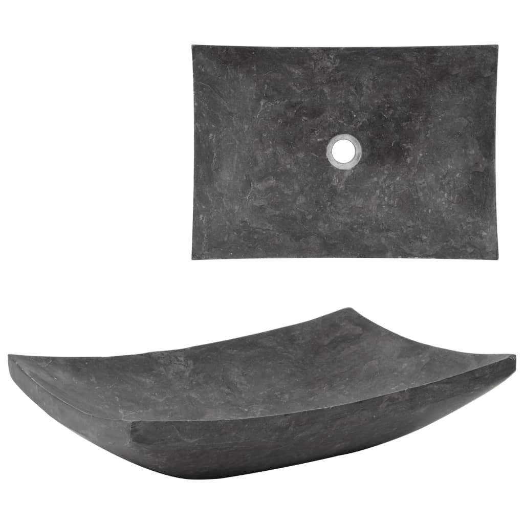 vidaXL Umywalka 50x35x12 cm marmurowa czarna Zdjęcie produktu 