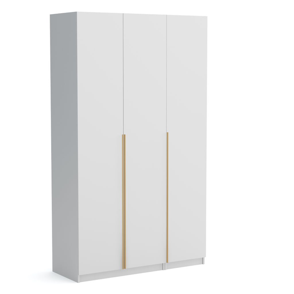 Kleiderschrank Pablo 135 cm, Weiß Gold mit Einlegeplatten, Produktbild 