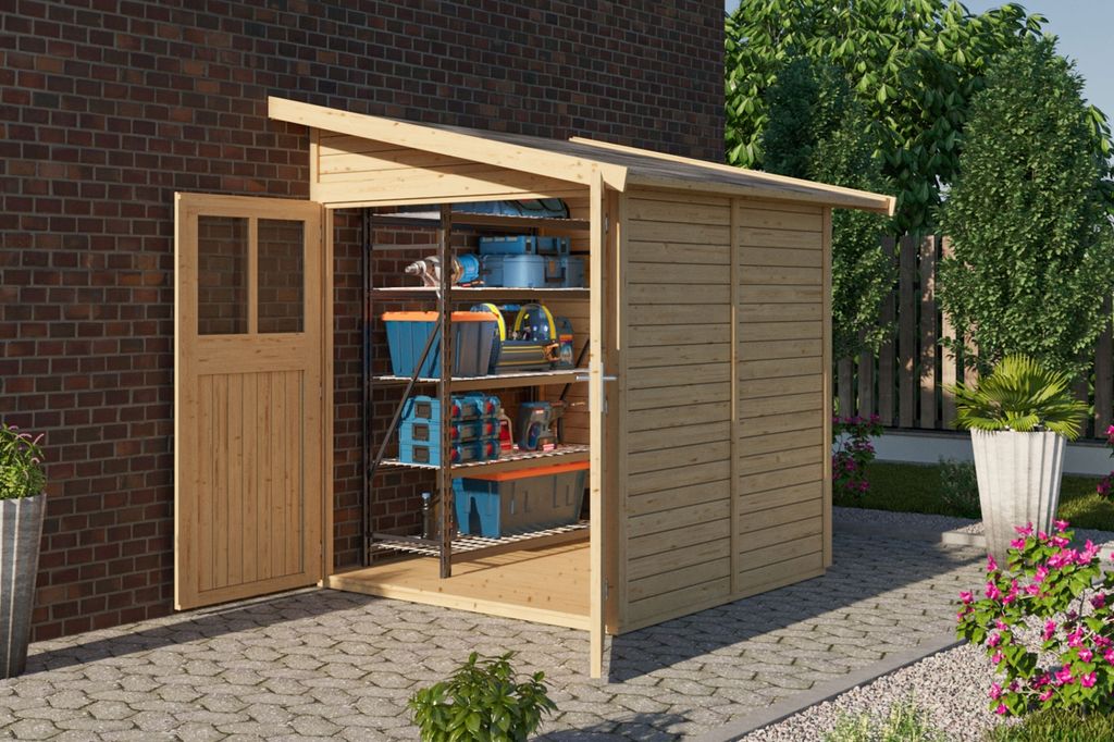 Karibu Gartenhaus Gerätehaus Wandlitz 2 naturbelassen 181x181x230 cm