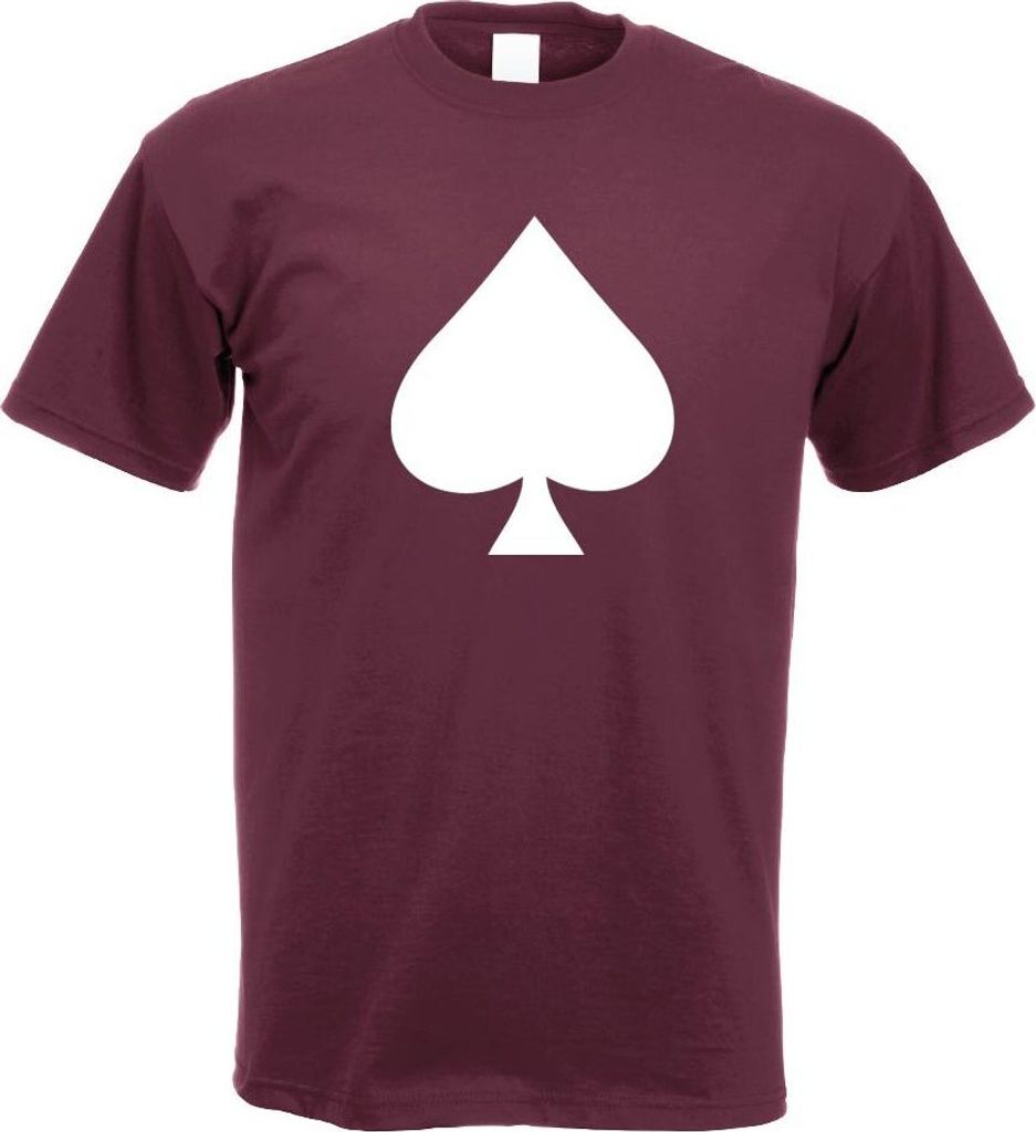 Kiwistar - T-Shirt - Burgund - Pik Pique Spades Skat Motiv Bedruckt Funshirt Design Print - mit Motiv Bedruckt - Funshirt Design - Sport - Freizeit...