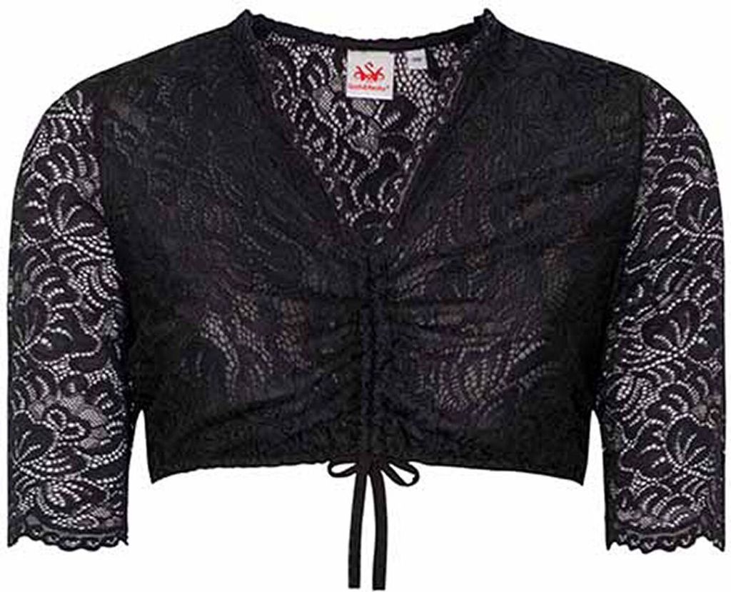 Ansbach Dirndlbluse Trachtenbluse Trachtenmode, Farbe:Schwarz, Größe:40/L