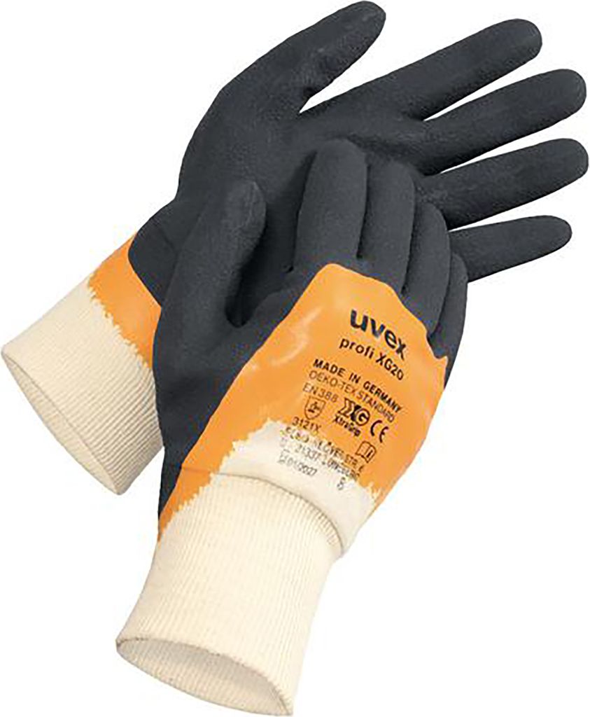 uvex Schutzhandschuh profi XG20 orange, schwarz Gr. 8