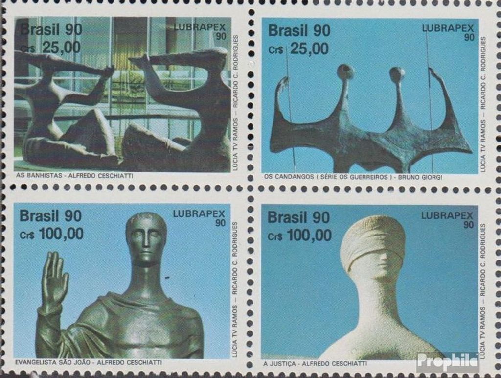 Briefmarken Brasilien 1990 Mi 2377y-2380y Viererblock (kompl.Ausg.) postfrisch Briefmarkenausstellung