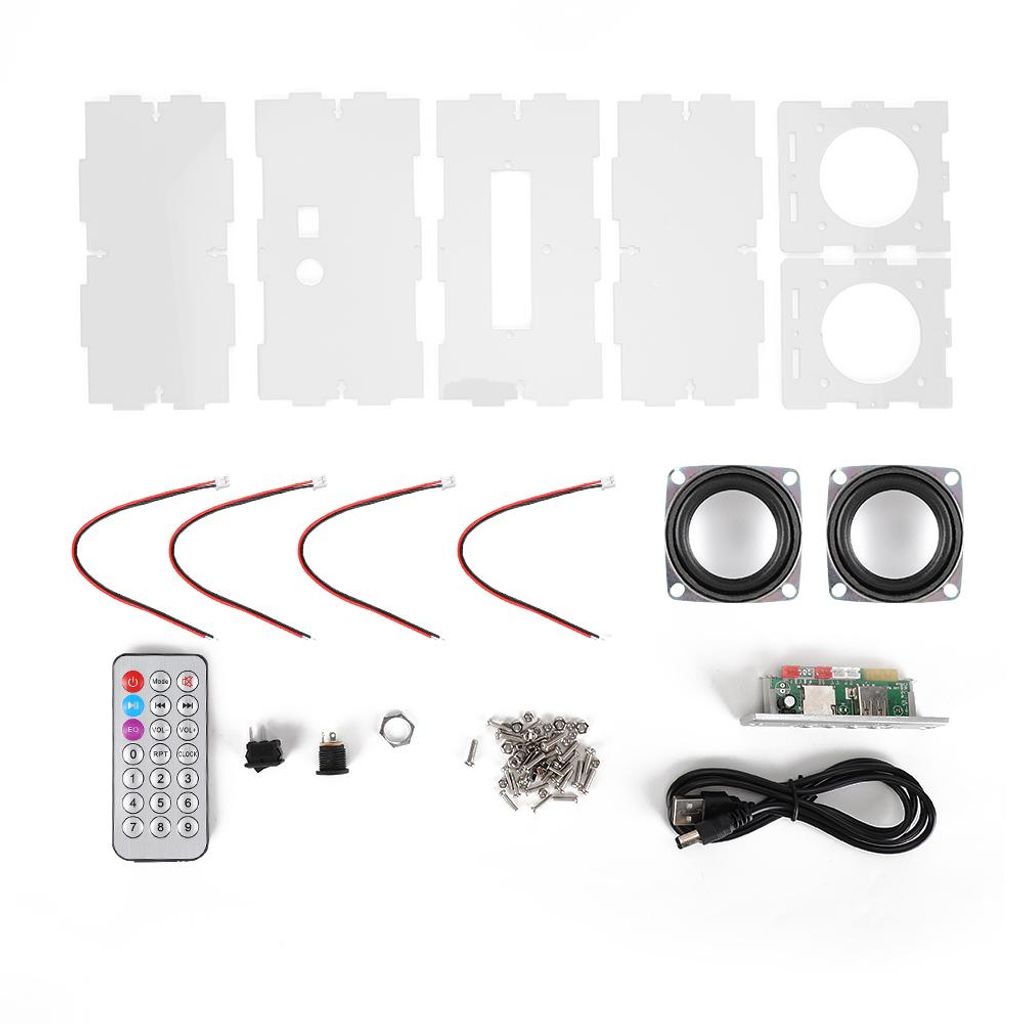 Bluetooth-Lautsprecher-Bastelset, MP3-Musikpaket, Stereoklang, 3-Watt-Mini-Verstärker mit Fernbedienung, transparent