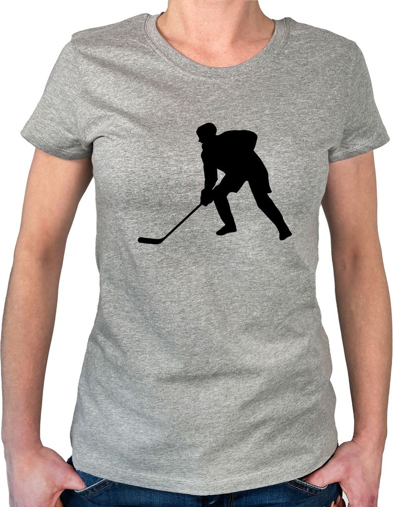Huuraa Damen T-Shirt Eishockey Silhouette L Sport Grey Bio Baumwolle Fairtrade Damenshirt Geschenkidee