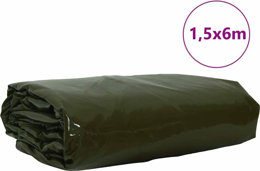 vidaXL Plane 650g / m² Olive Grün 1,5 x 6 m Canvas mit PVC-Beschichtung