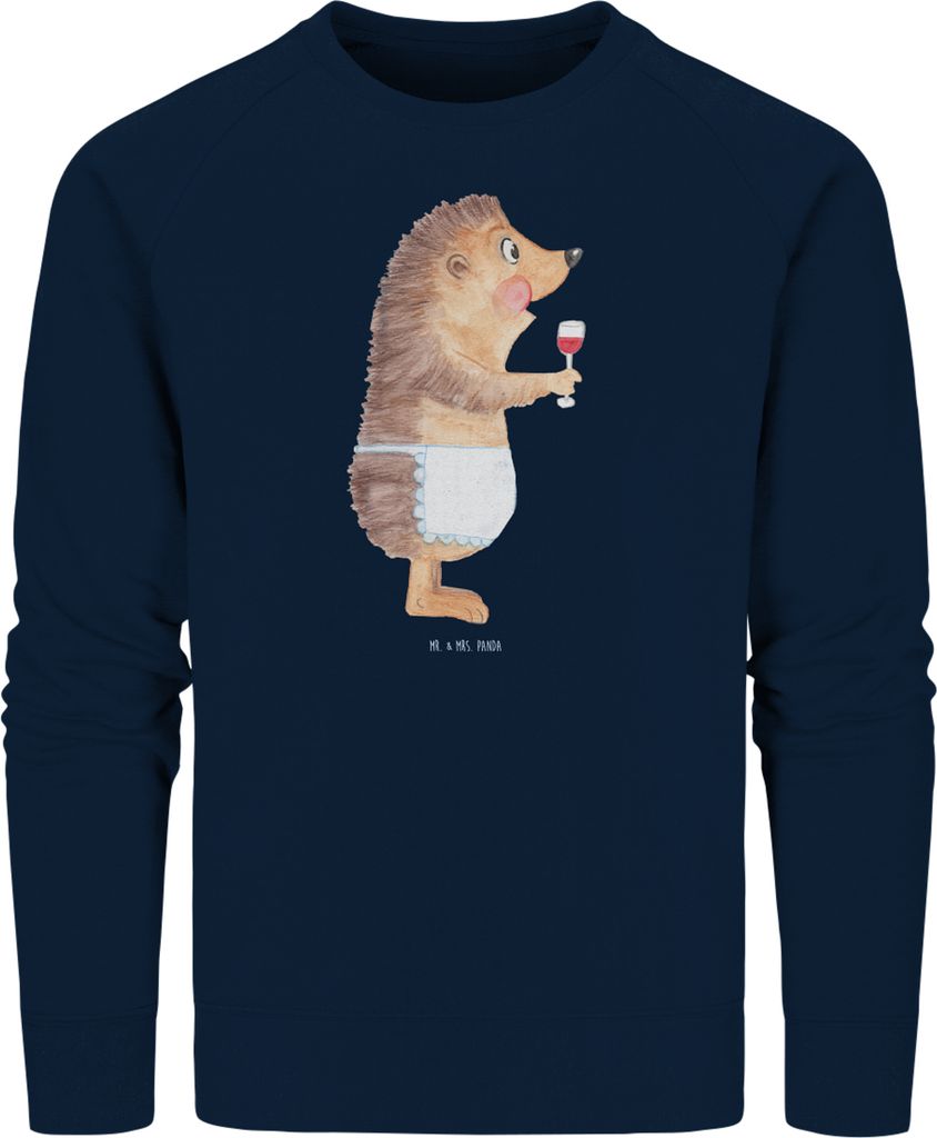 Mr. & Mrs. Panda Bio Sweatshirt Igel Wein Größe S - French Navy - Geschenk, Pullover, Sweater, Pulli, Lustige Sprüche, Rotwein, Weißwein, Spruc...