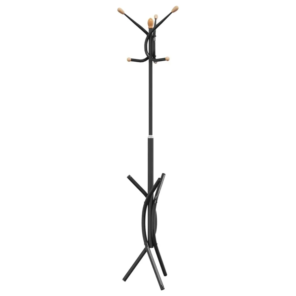 Patère sur Pied Noire 176 cm Vestiaire Vertical en Métal pour Entrée - 6