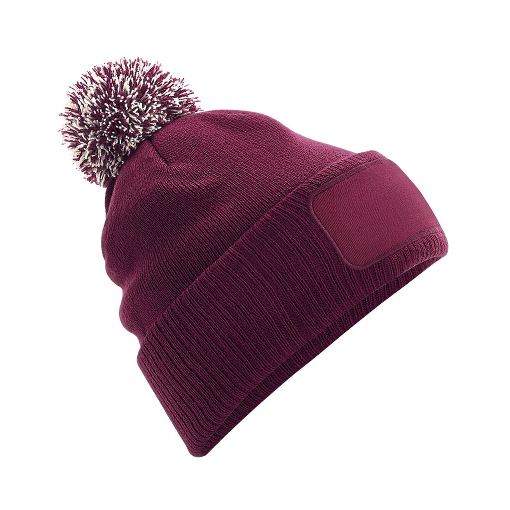 Beechfield B443 | Damenmütze Snowstar Patch Beanie - Farbe: Burgundy/Off White - Größe: One Size