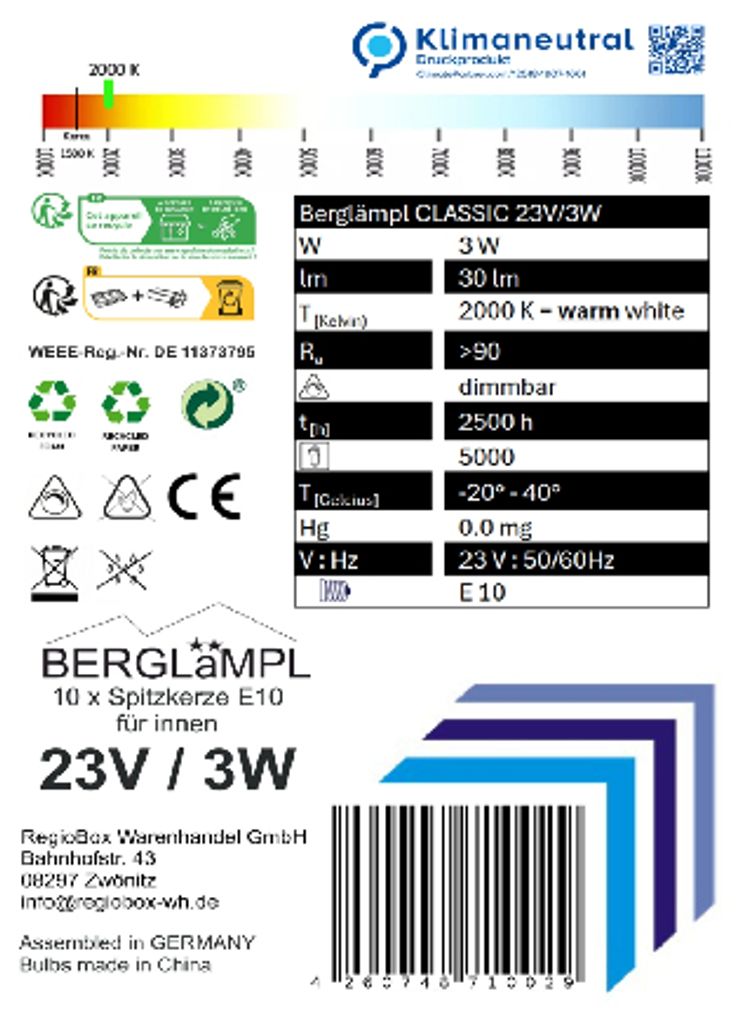 10x Stück E10 23V/3W Ersatzlampe für Schwibbogen, Produktbild 6