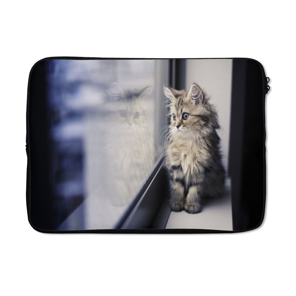 MuchoWow Laptop Hülle 14 ZollEin persisches Kätzchen schaut aus dem Fenster Laptoptasche - Laptoptasche - Stoßsicher - Schutzhaube