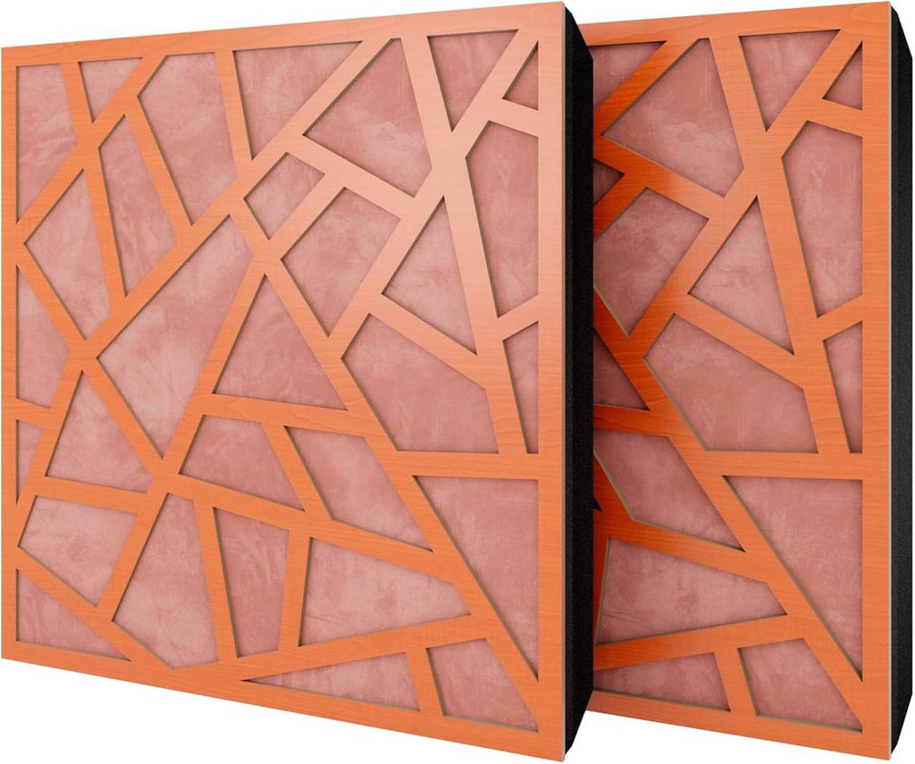 2er-Pack – Akustikpaneel mit Samtstoff und Befestigungsset | 50x50x5cm | Schallabsorption-Diffusion-Reflexion-Schalldämmung | [SKYROSS -Kirschba...