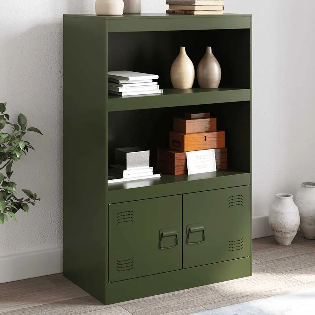 vidaXL Credenza verde oliva 67x39x107 cm acciaio