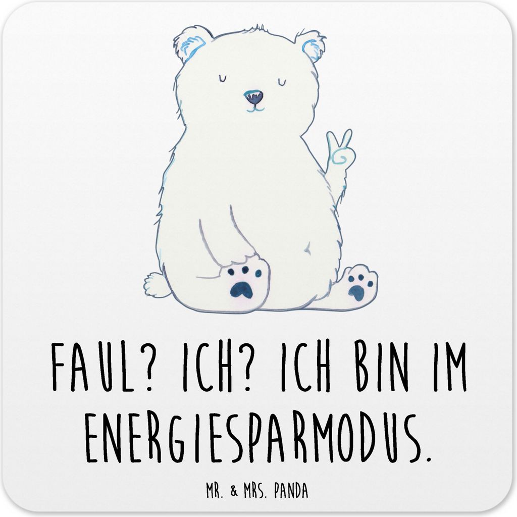 Mr. & Mrs. Panda Untersetzer für Gläser Eisbär Faul 15er Set - Weiß - Geschenk, Coaster, Glas-Untersetzer, Teddy, Bär, Entspannen, Tassenunter...