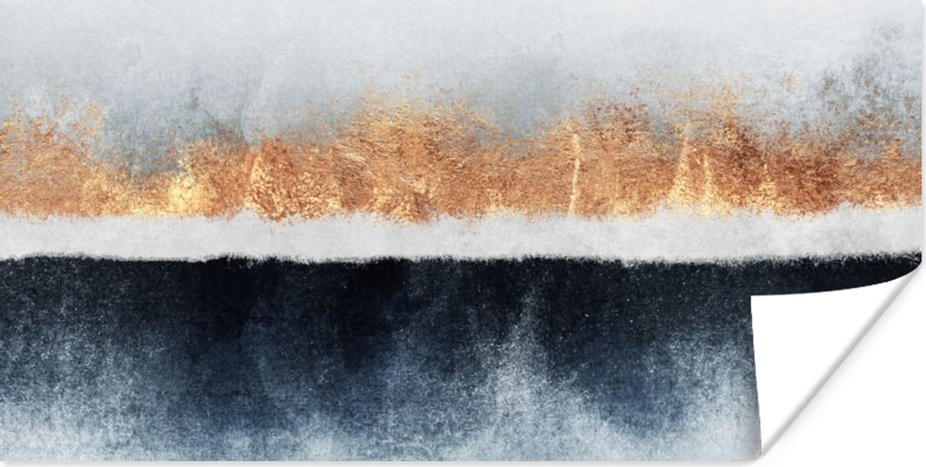 MuchoWow Poster Gold - Abstrakt - Design 80x40 cm - Wanddeko