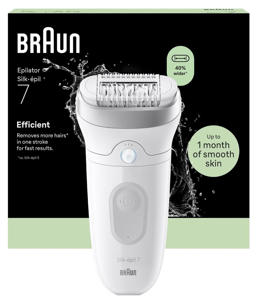 Braun Silk-épil 7 Silk-epil 7 SE7-000, Silber, 40 Pinzette, MicroGrip, Akku, Integrierte Batterie, Deutschland