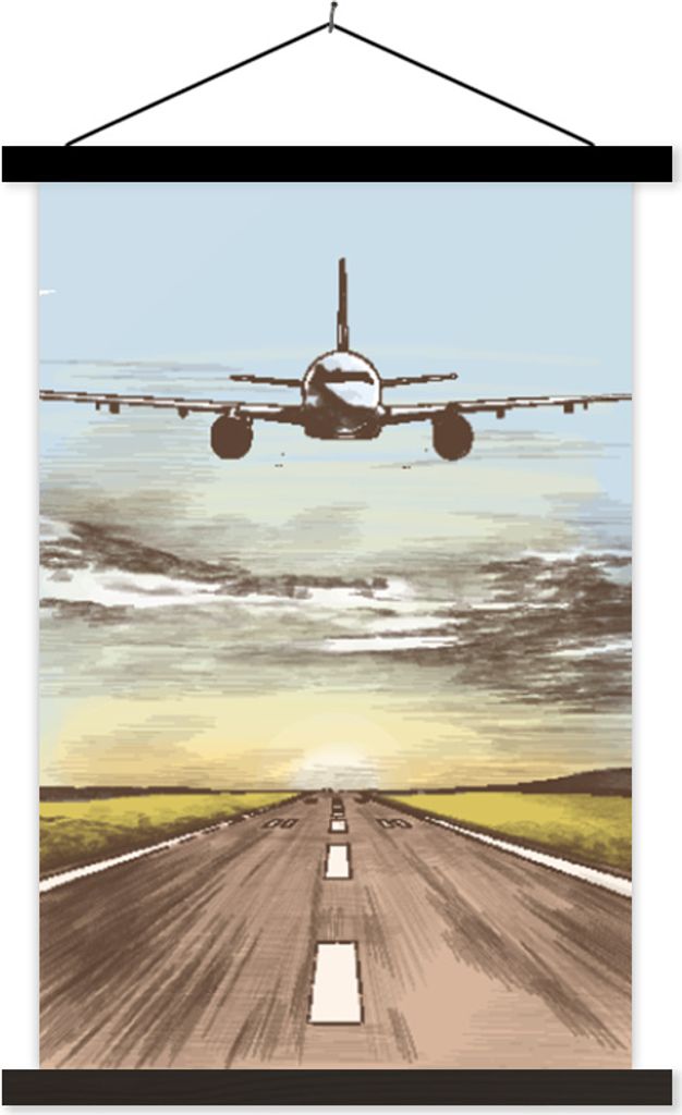 MuchoWow Textilposter Flugzeuge - Himmel - Sonne 120x180 cm mit schwarzem Rahmen - Fotos