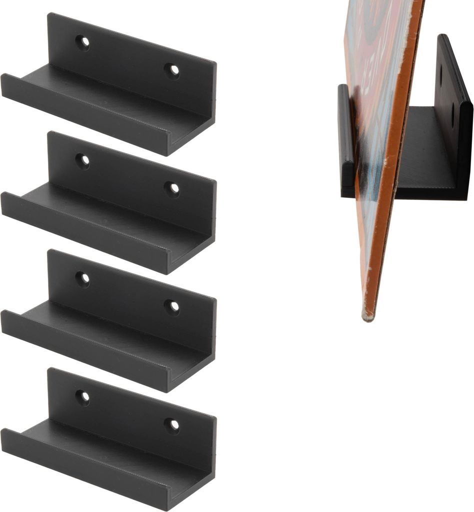 4x Wandhalter für Schallplatten Vinyls LP Halter Schwarz Wandhalterung Aufsteller Ständer