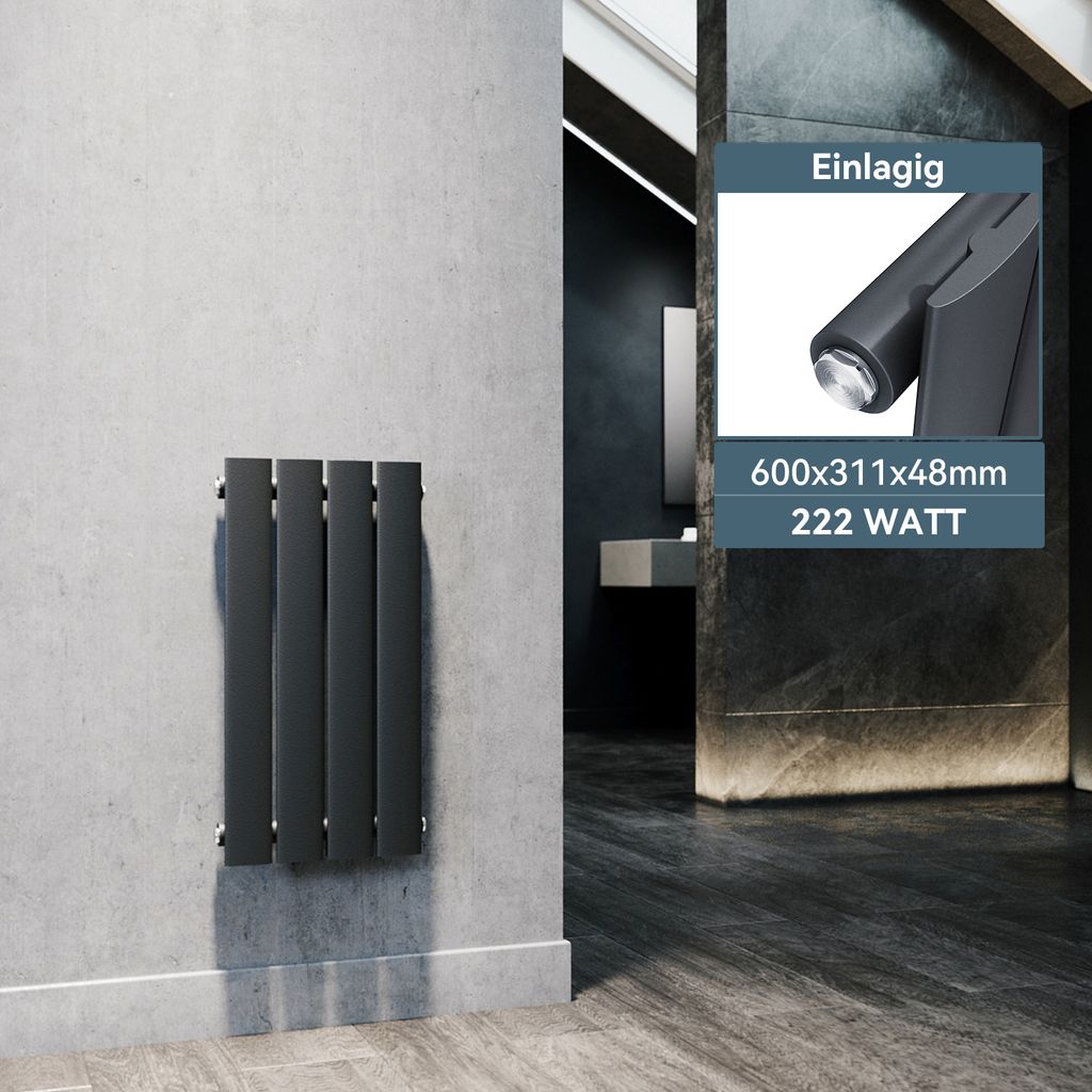 SONNI 600×311mm antracytowy jednowarstwowy grzejnik płytowy Zdjęcie produktu 