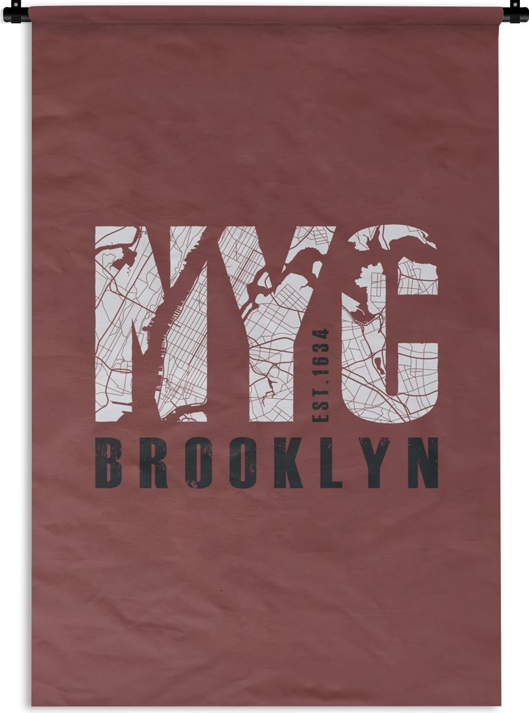 MuchoWow Wandteppich Wandbehang New York - NYC - Karte 90x135 cm Tapisserie Dekoration Wandtuch - Baumwolle - Wandskulptur