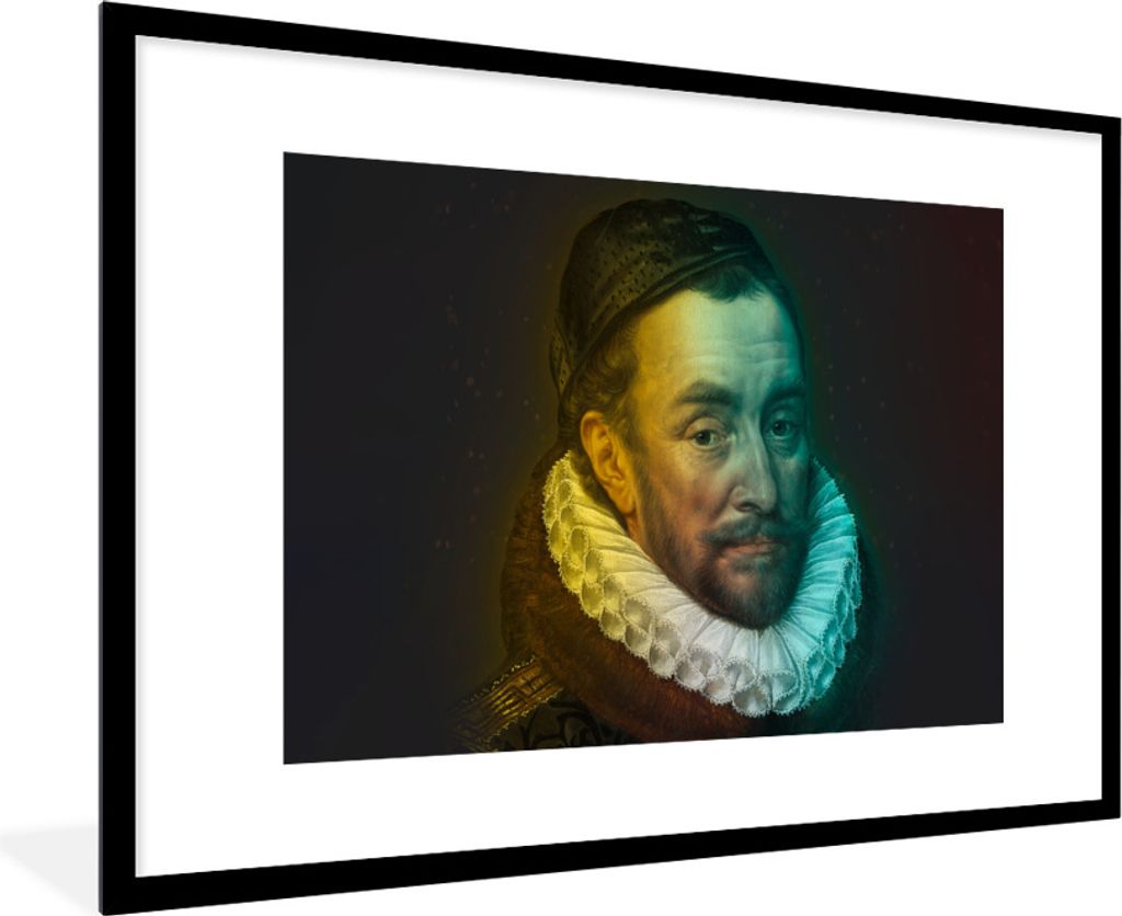 MuchoWow Gerahmtes Poster Wilhelm von Oranien - Adriaen Thomasz - Farben 90x60 cm - Poster mit Schwarzem Bilderrahmen Wandposter Rahmen Foto Bild...