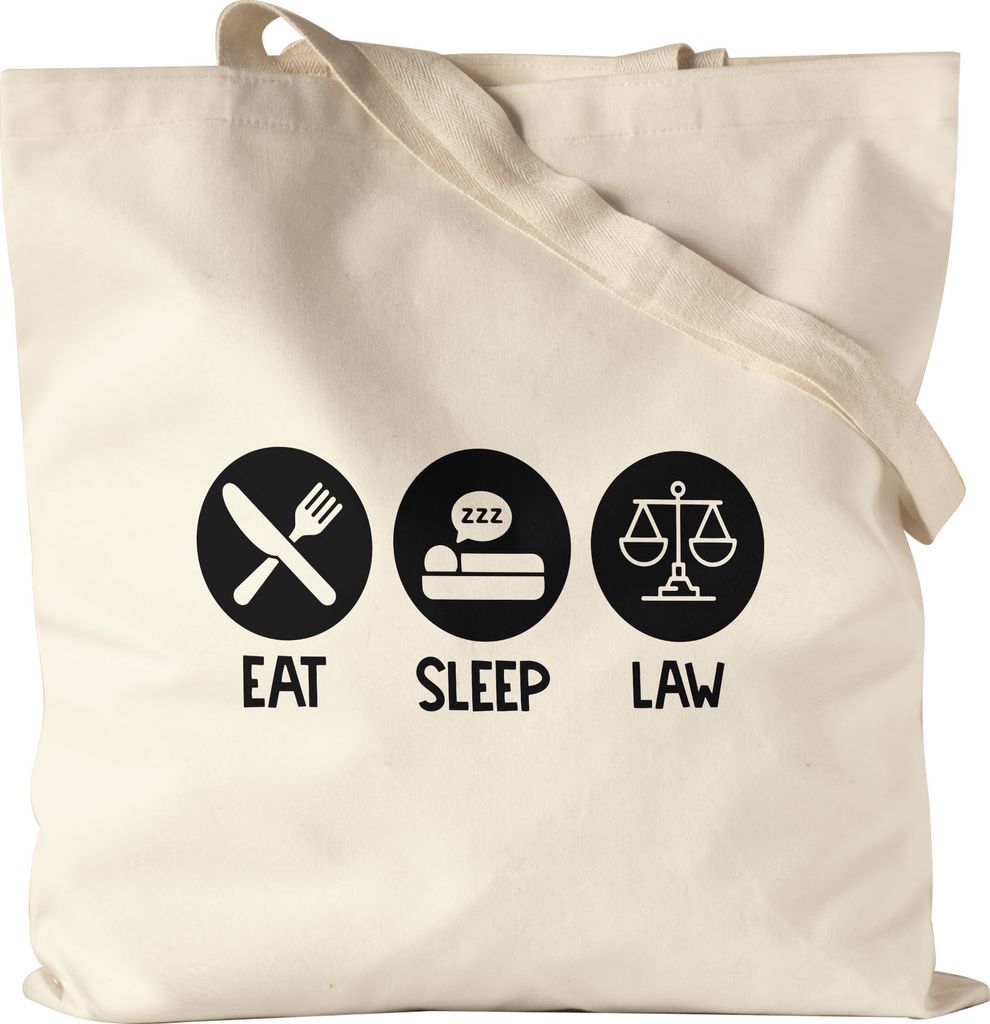 Eat Sleep Law Jutebeutel Stoffbeutel Student Lernen Lawyer Produktbild 