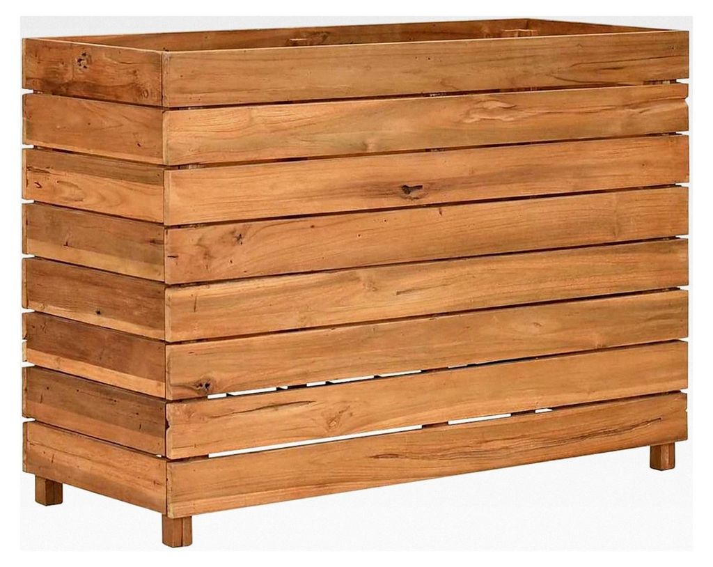 Hochbeet aus recyceltem Teakholz mit Stahlrost - 100x40x72 cm - 2 Höhenoptionen