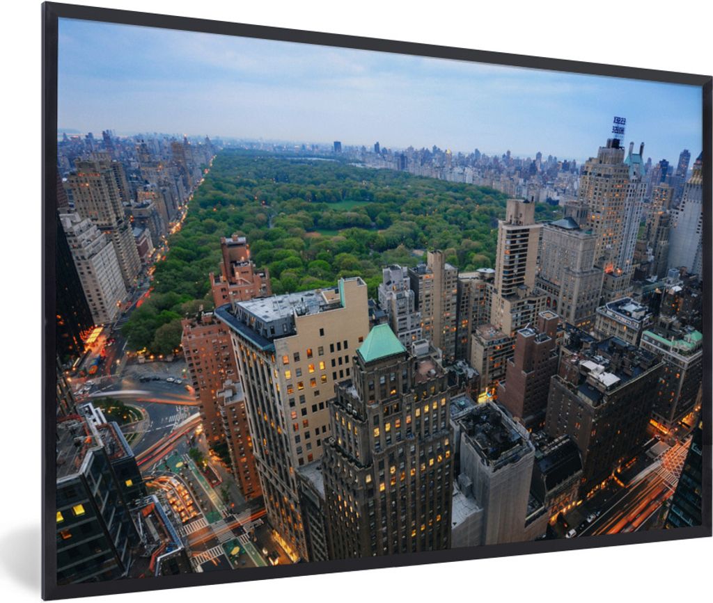MuchoWow Gerahmtes Poster New York - Central Park - Architektur 60x40 cm - Poster mit Schwarzem Bilderrahmen Wandposter Rahmen Foto Bilder - Prin...