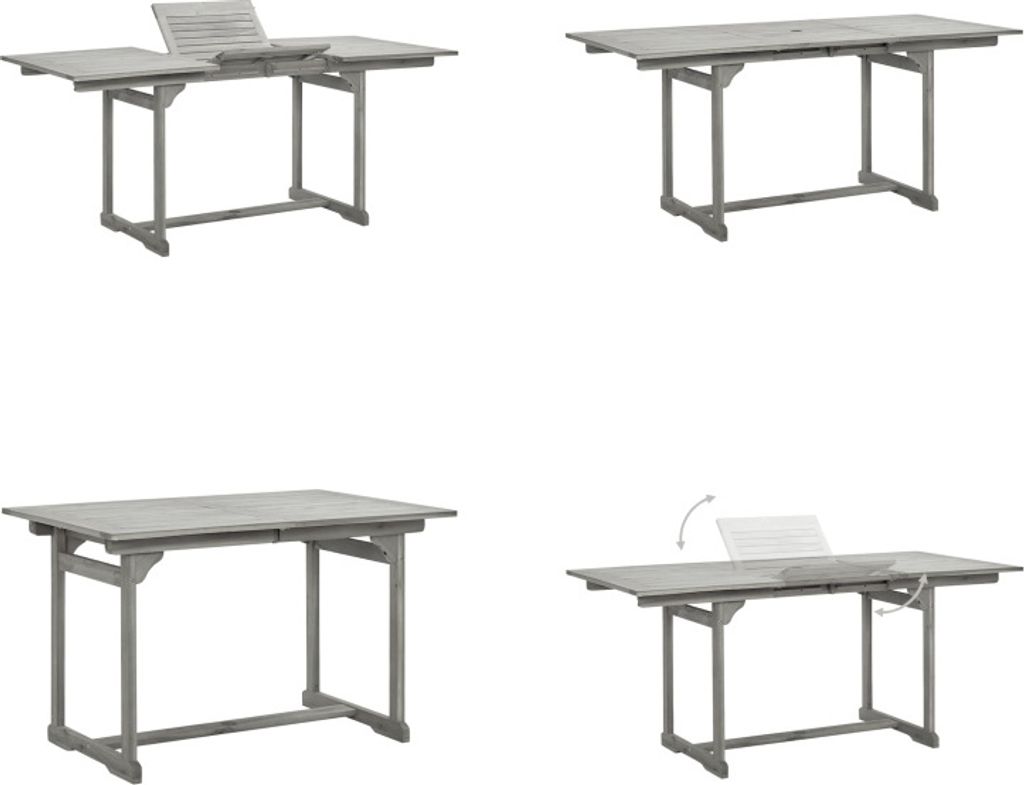 vidaXL Garten Esstisch (120 170)x80x75 cm Massivholz Akazie - Gartentisch - Gartentische - Outdoor-Tisch - Outdoor-Tische