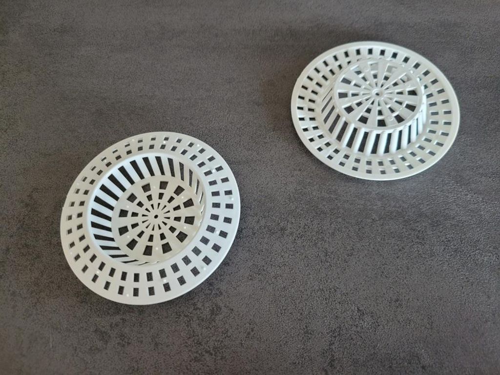 2x Abflusssieb Kunststoff Weiß 72mm Haarsieb für Badewanne Produktbild 