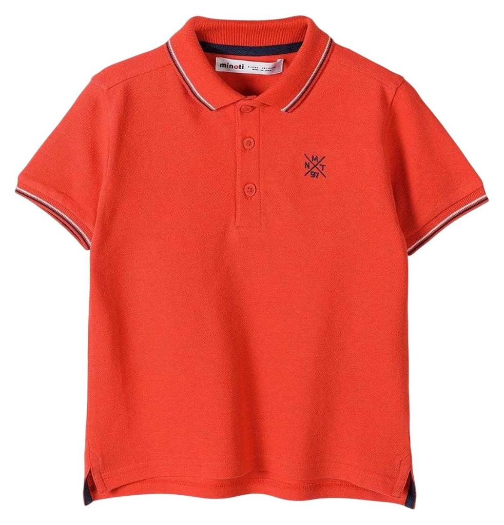Minoti - Poloshirt für Baby-Jungs, Mit kontrastfarbenen Streifen MN653 (86) (Rot)