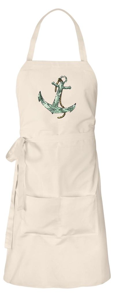 Huuraa Schürze Anker Anchor Natur mit Taschen Baumwolle Kochschürze Geschenkidee