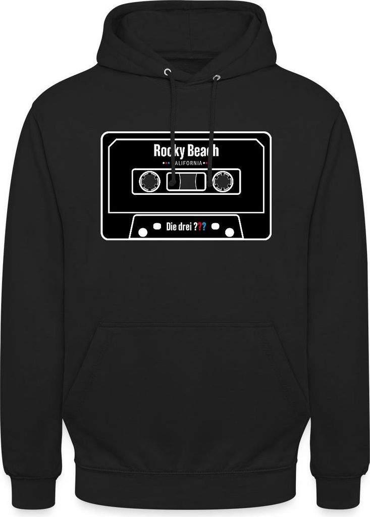Spreadshirt Die drei Fragezeichen Rocky Beach Kassette Uni Hoodie, M, Schwarz