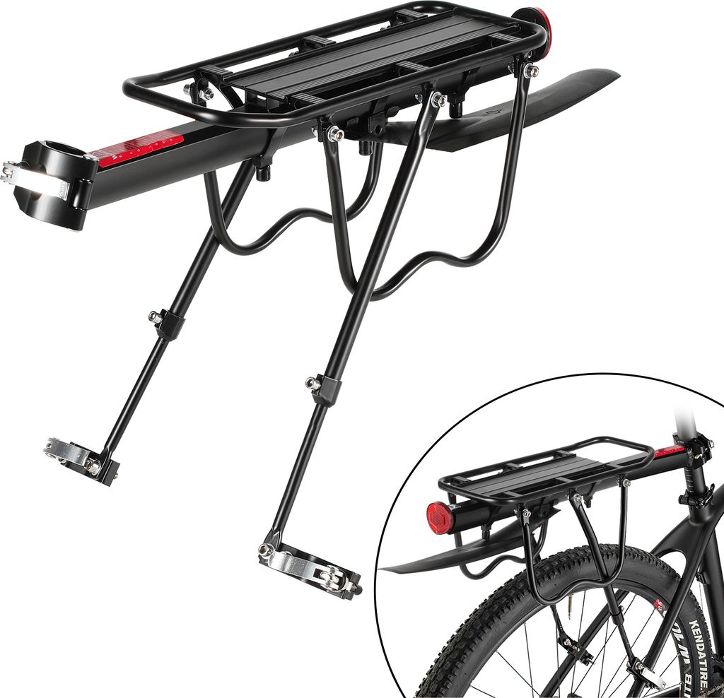 TolleTour Fahrrad Gepäckträger mit Reflektor- verstellbar inkl. Schutzblech belastbar bis maximal 50 kg für 24-29 Zoll MTB Alu