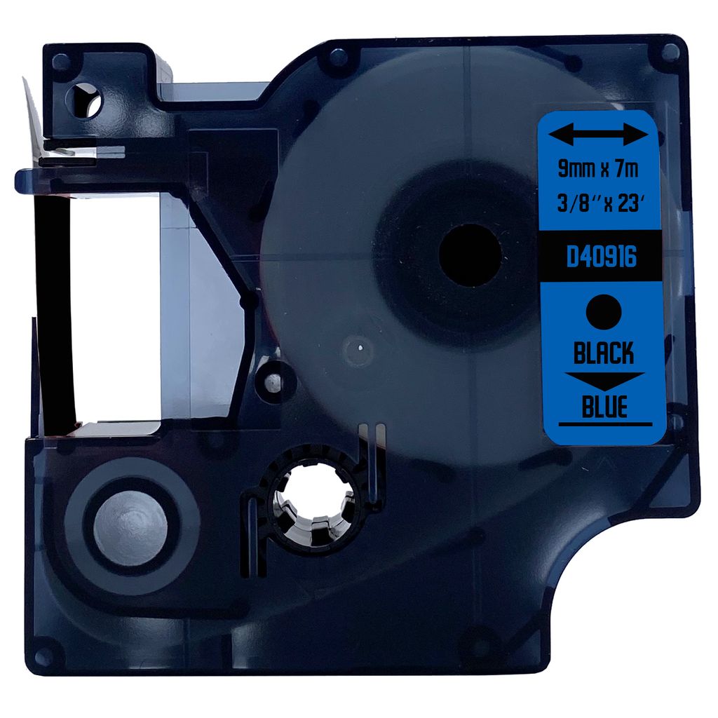 DULA Etikettenband - Kompatibel mit Dymo D1 40916 - 1 Stück - Schwarz auf blau - 9mm x 7m