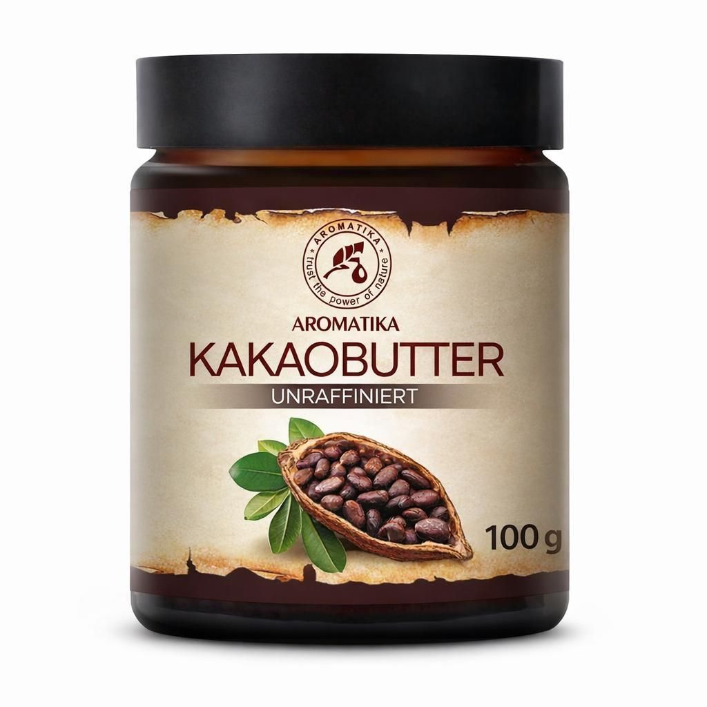 Cocoa Butter 100g Glas - Südafrika - Kakao Butter Unraffiniert - Native Rein & Natürlich - Kakaobutter für Lippenpflege - Stretch Marks - Haare