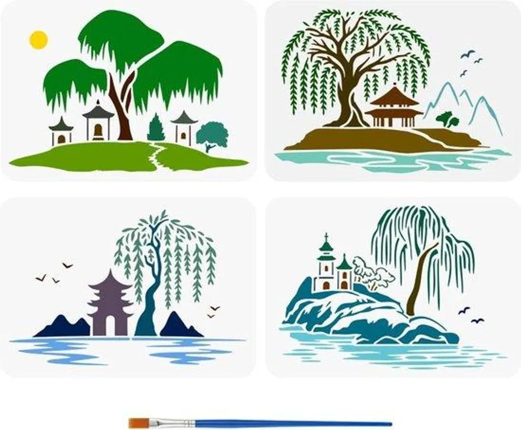 Pochoir de peinture Nature et Paysages A4 pour décoration murale