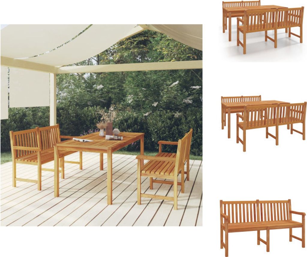 vidaXL 3-tlg. Garten-Essgruppe Massivholz Teak - Gartenmöbel-Sets