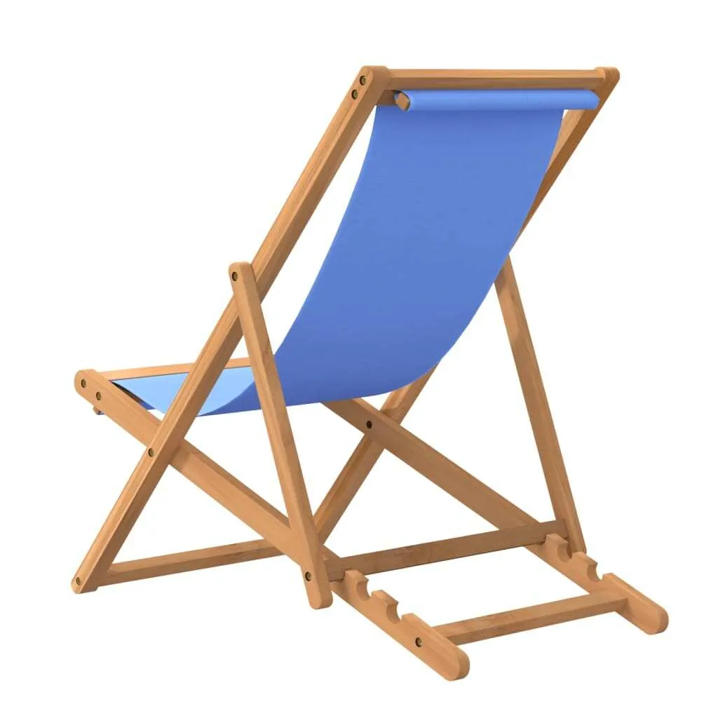 Sedia Sdraio Mare e Giardino Teak 56x105x96 Blu | Robusta e Pieghevole - 5