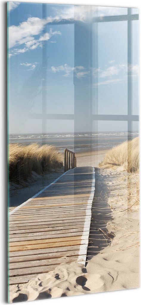 Designer Glasbild - Wandbild - Glas Bild - 60x120 cm - Blick Auf Den Strand Und Das Meer
