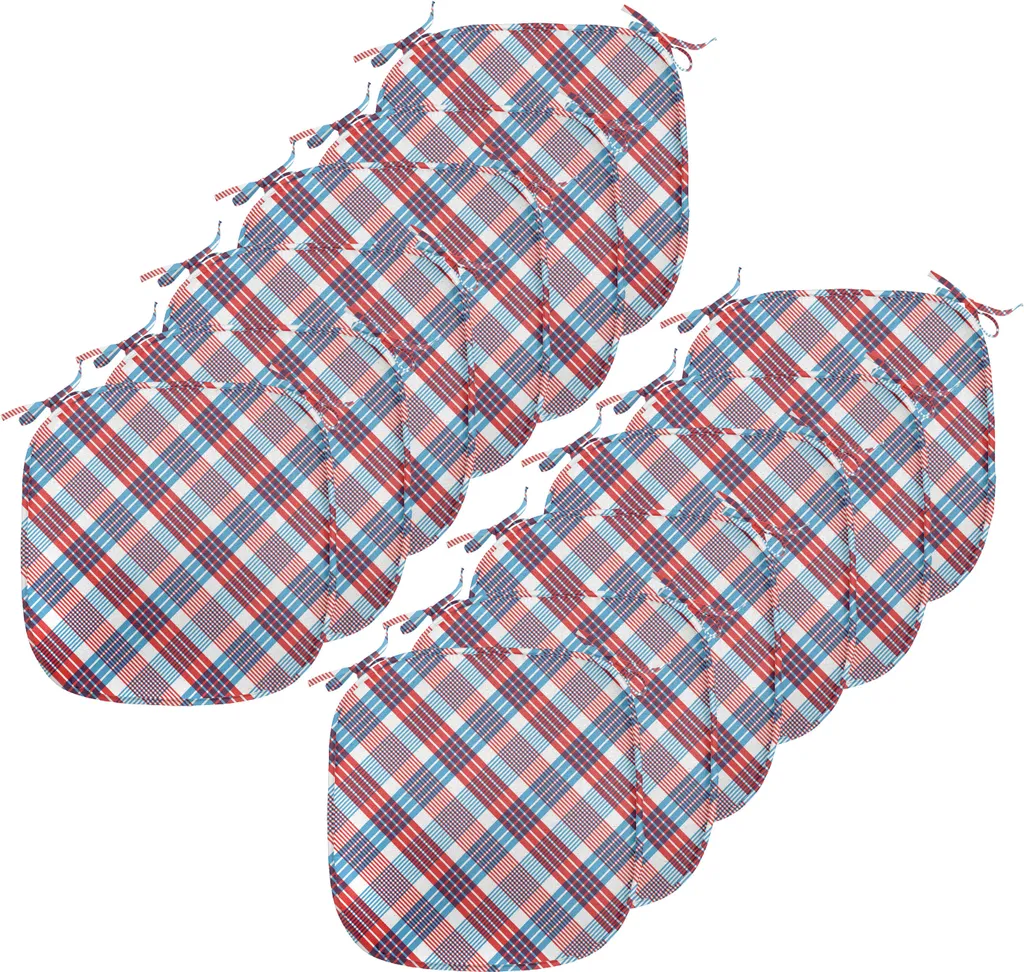 ABAKUHAUS Coprisedie per sala da pranzo, motivo a quadri con linee diagonali, cuscino decorativo impermeabile con cinturini per sedie da cucina, 40 cm x 40 cm, confezione da 12, vermiglio blu navy
