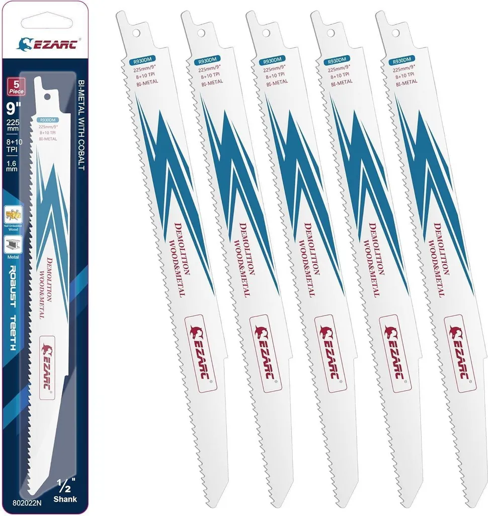 EZARC Lames de scie sabre 225mm démolition bois et métal - Lot de 5 pcs