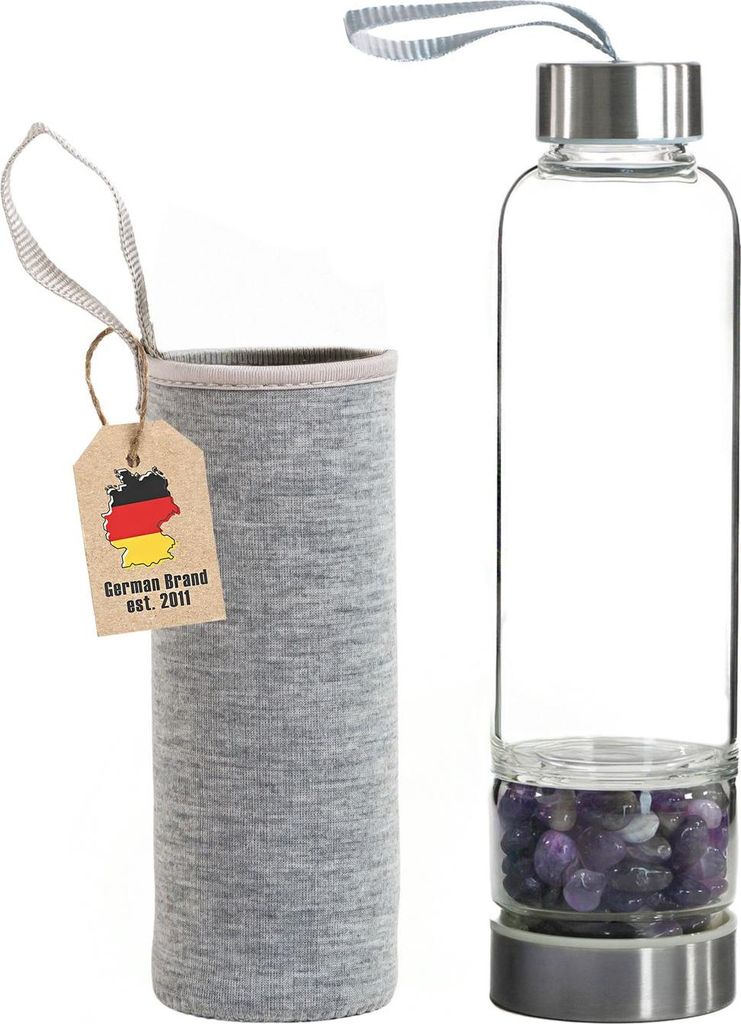 Intirilife Trinkflasche Wasserflasche mit Heilsteinen mit Produktbild 